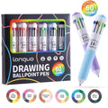 Multi-color ballpoint pen set, 10-in-1 multi-color drawing retractable ballpoint pen, 0.8mm colored ballpoint pens suitable for office and school supplies