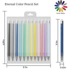 Rarler Eternal Pencil Set No Sharpening Replaceable Lead Long Writing Tip Protector 12 Pcs Multi-Scenario Creative Art Supplies for Students & Professionals