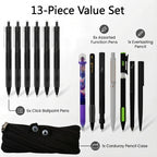 Rarler 13 PCS Smart Pen School Supplies with Moster Pencil Case, 1 Twist Pen, 1 Everlasting Pencil, 1 Grip Pen, 1 Click Pen, 1 Retractable Pen, 1 Agile Pen, 1 Erasable Gel Pen, 6 Click Ballpoint Pens 0.5mm Student Essentials infinity pen