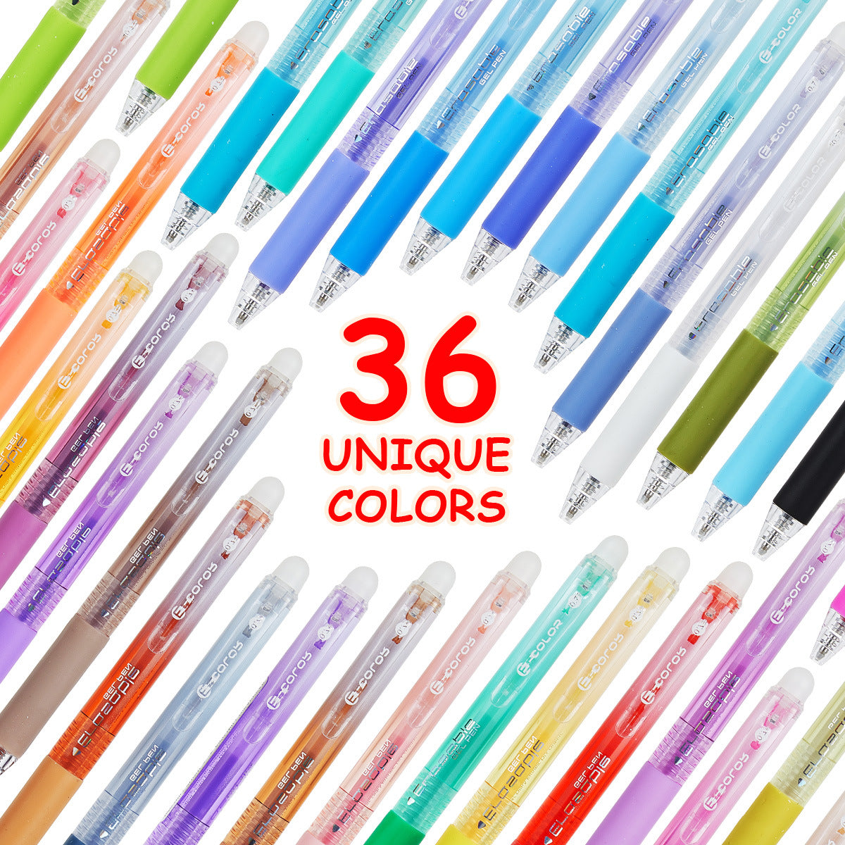 Multi-Color Erasable Gel Pen Set (12/24/36 Colors) | 0.7mm Clicker, High-Capacity