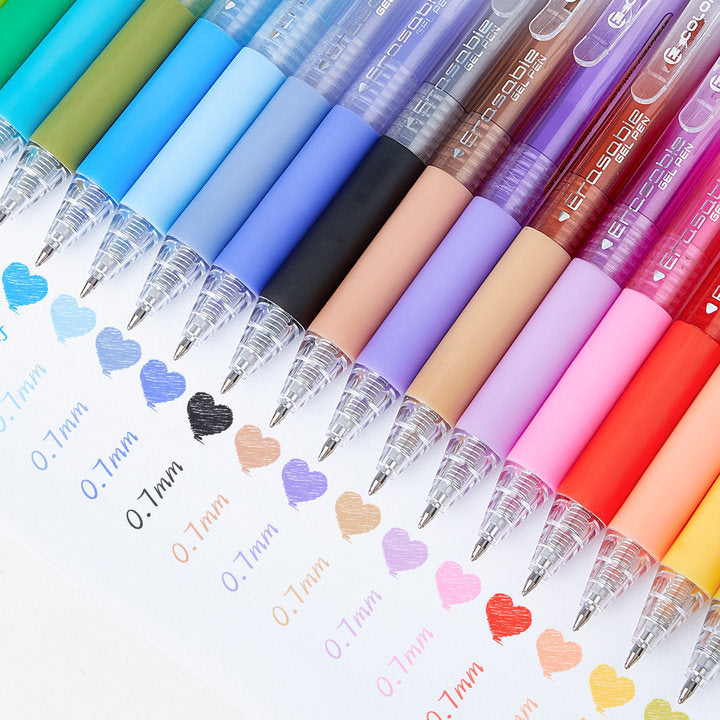 Multi-Color Erasable Gel Pen Set (12/24/36 Colors) | 0.7mm Clicker, High-Capacity