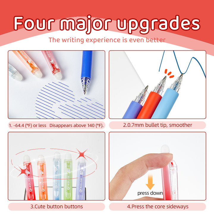 Multi-Color Erasable Gel Pen Set (12/24/36 Colors) | 0.7mm Clicker, High-Capacity