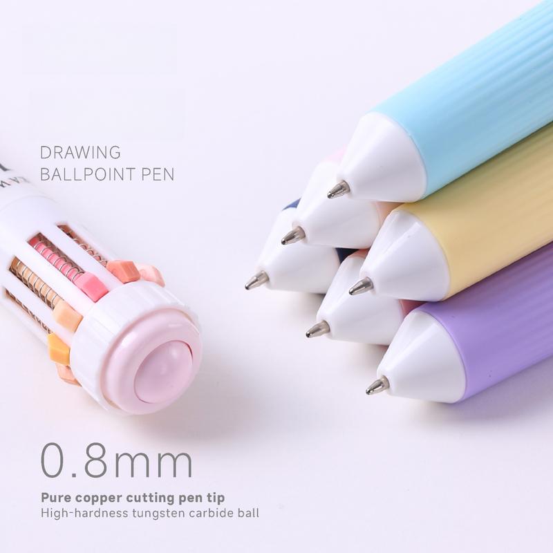 Multi-color ballpoint pen set, 10-in-1 multi-color drawing retractable ballpoint pen, 0.8mm colored ballpoint pens suitable for office and school supplies