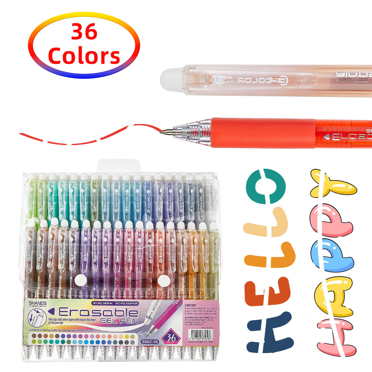 Multi-Color Erasable Gel Pen Set (12/24/36 Colors) | 0.7mm Clicker, High-Capacity