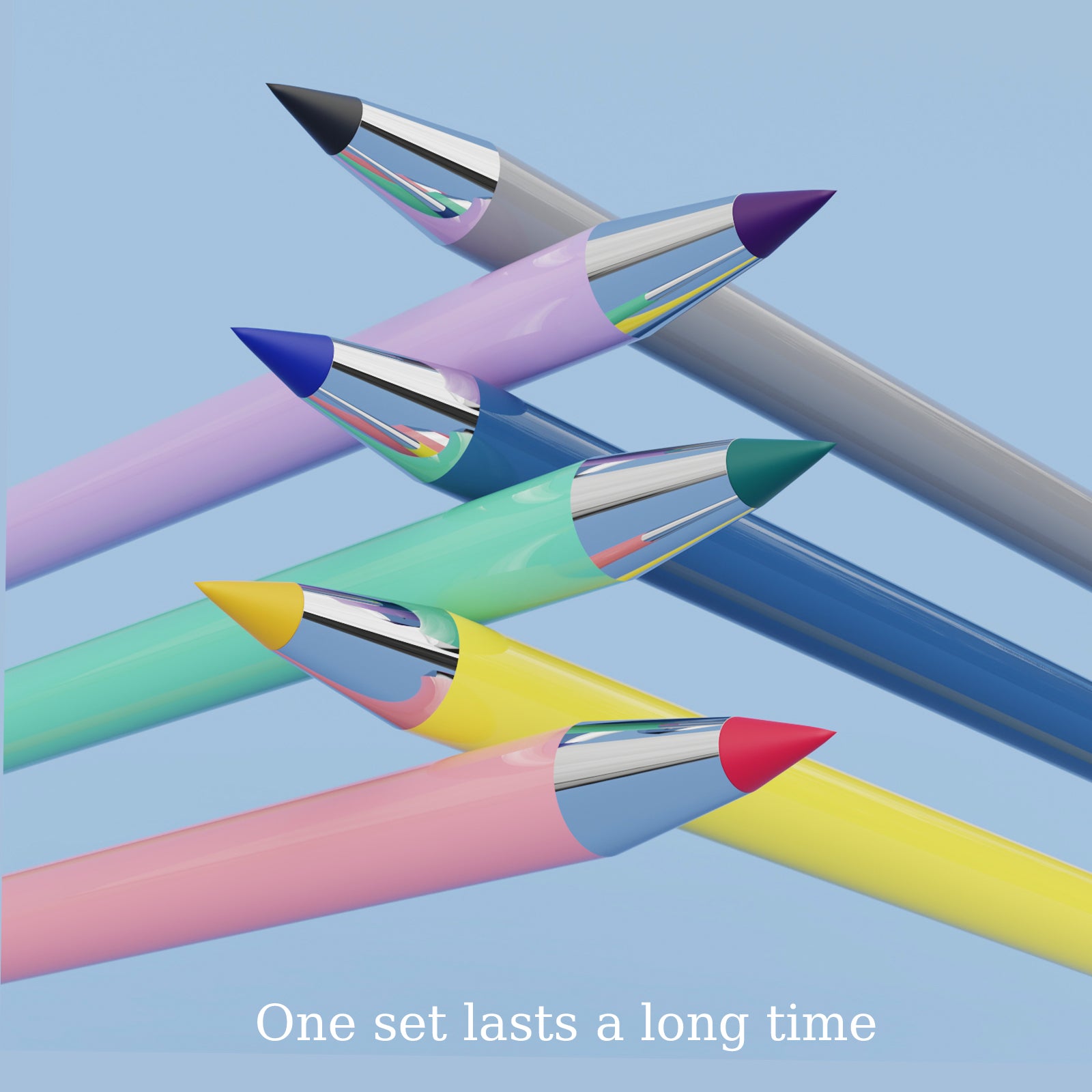 Rarler Eternal Pencil Set No Sharpening Replaceable Lead Long Writing Tip Protector 12 Pcs Multi-Scenario Creative Art Supplies for Students & Professionals