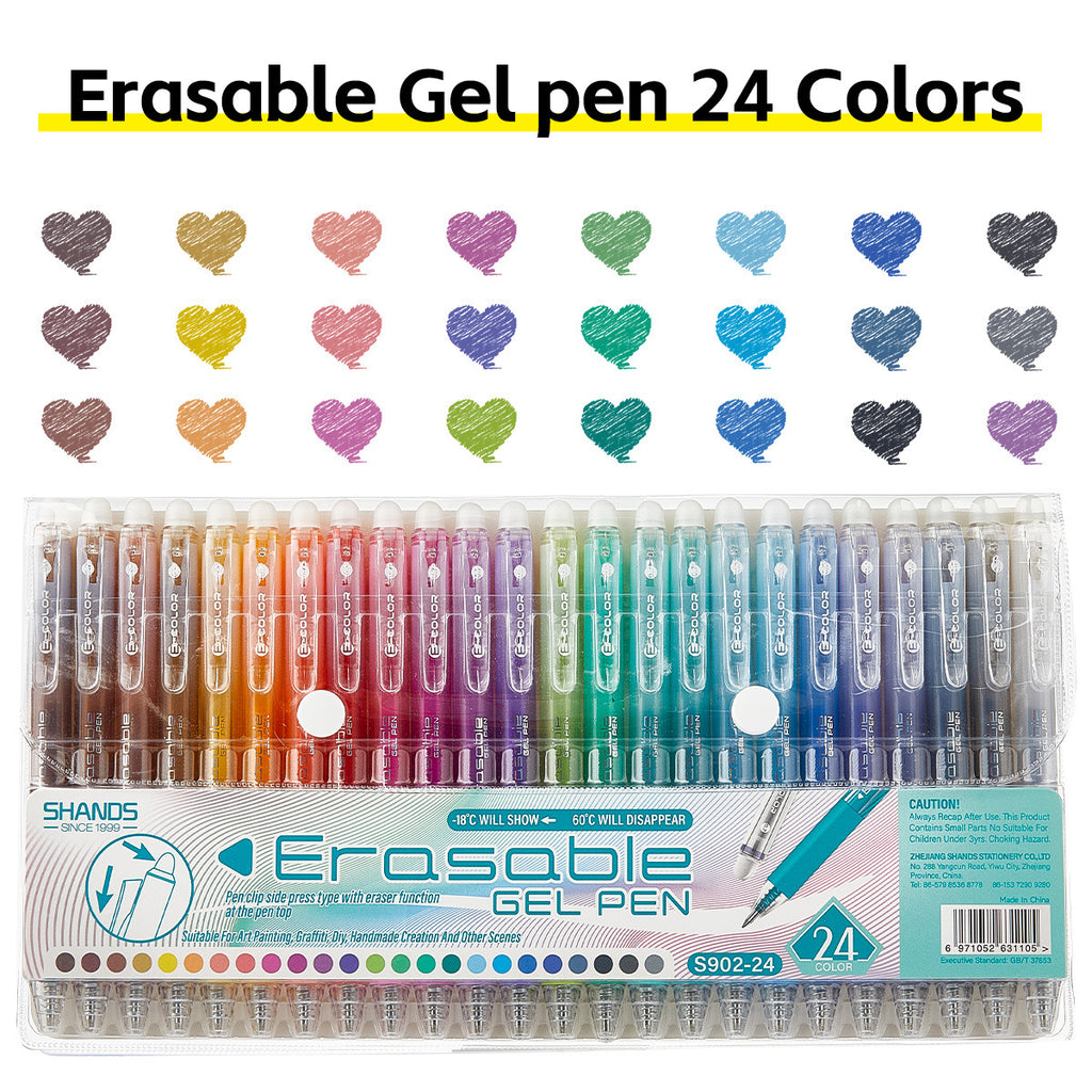 Multi-Color Erasable Gel Pen Set (12/24/36 Colors) | 0.7mm Clicker, High-Capacity