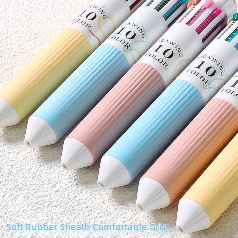 Multi-color ballpoint pen set, 10-in-1 multi-color drawing retractable ballpoint pen, 0.8mm colored ballpoint pens suitable for office and school supplies