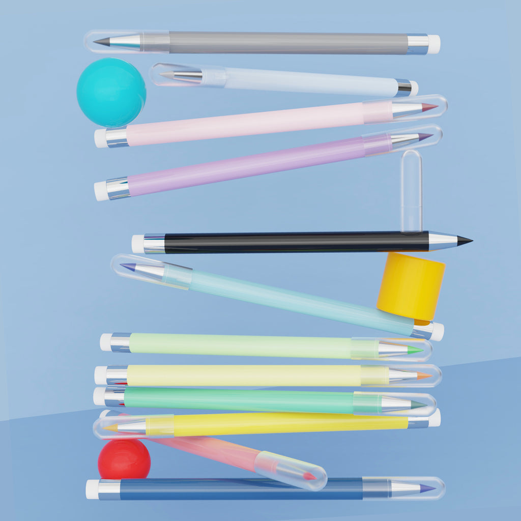 Rarler Eternal Pencil Set No Sharpening Replaceable Lead Long Writing Tip Protector 12 Pcs Multi-Scenario Creative Art Supplies for Students & Professionals