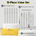 Rarler 13 PCS Smart Pen School Supplies with Moster Pencil Case, 1 Twist Pen, 1 Everlasting Pencil, 1 Grip Pen, 1 Click Pen, 1 Retractable Pen, 1 Agile Pen, 1 Erasable Gel Pen, 6 Click Ballpoint Pens 0.5mm Student Essentials infinity pen