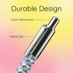 One-Click Deformable Pen, Geometric Shape-Shifting Pen - 6 Pack ( 2 Black, 2 Silver, 2 Gold) | Press to Form Diamond Crinkle Design | Multi-Functional Creative Gift for Writing, Drawing & Stress Relief
