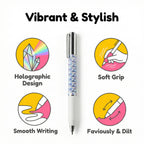 One-Click Deformable Pen, Geometric Shape-Shifting Pen - 6 Pack ( 2 Black, 2 Silver, 2 Gold) | Press to Form Diamond Crinkle Design | Multi-Functional Creative Gift for Writing, Drawing & Stress Relief