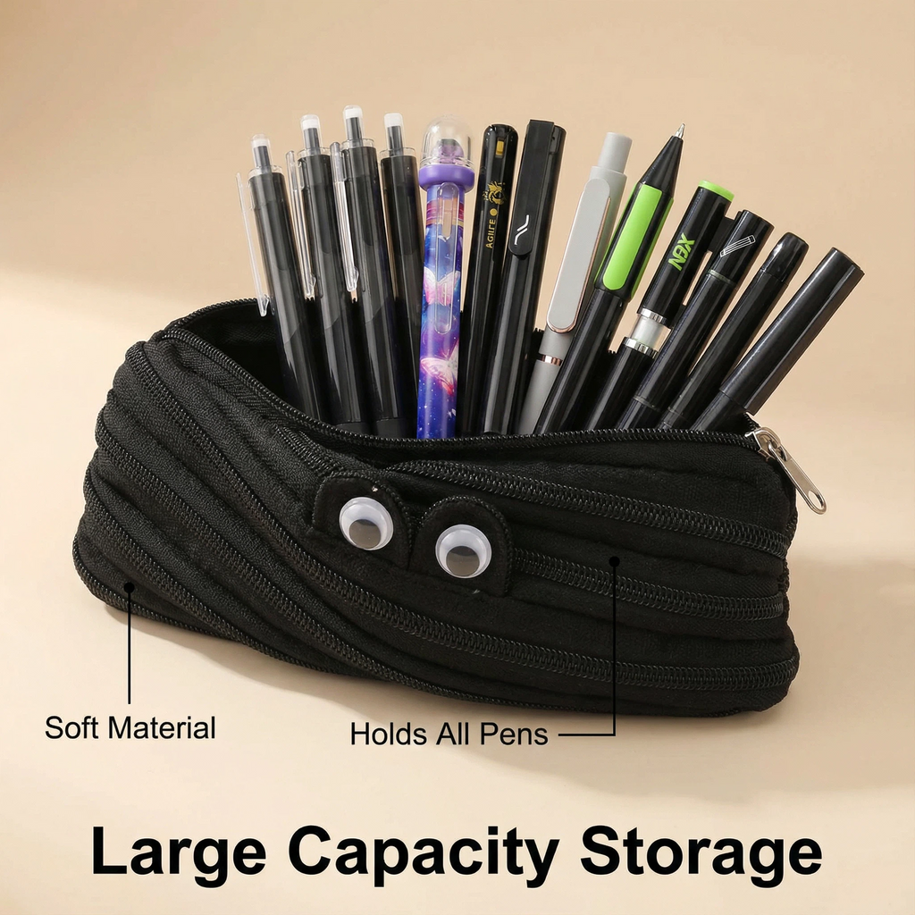 Rarler 13 PCS Smart Pen School Supplies with Moster Pencil Case, 1 Twist Pen, 1 Everlasting Pencil, 1 Grip Pen, 1 Click Pen, 1 Retractable Pen, 1 Agile Pen, 1 Erasable Gel Pen, 6 Click Ballpoint Pens 0.5mm Student Essentials infinity pen